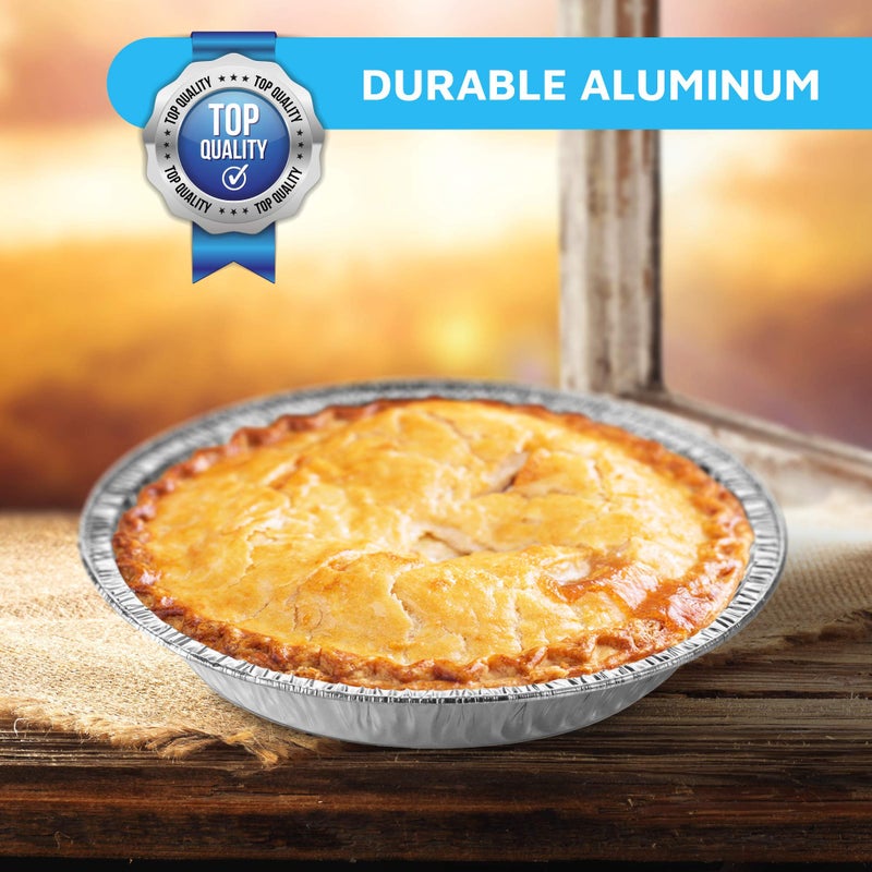 MontoPack 9â€ Aluminum Foil Pie Pans | Round Disposable Containers with Angled Walls for Tart Baking, Storing, Serving & Reheating | Freezer and Oven Safe, Recyclable | 50-Pack of Cake Tins - Image 5
